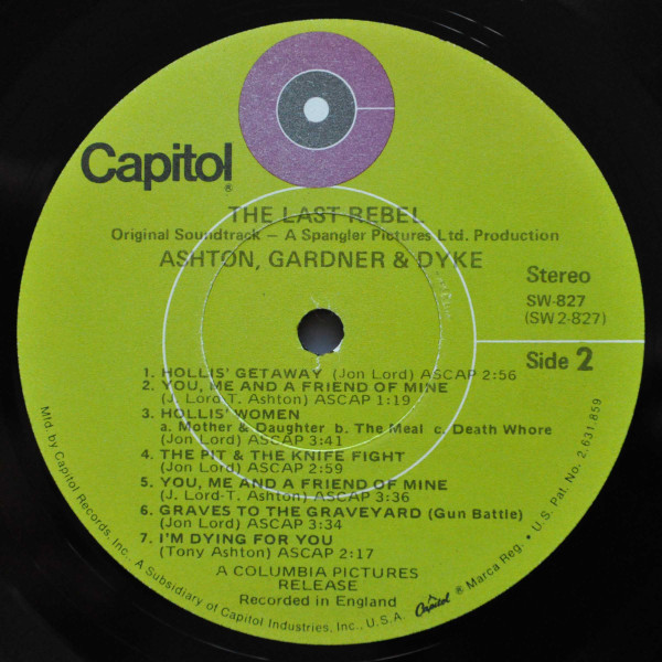 Ashton, Gardner & Dyke - The Last Rebel (Original Motion Picture Soundtrack) (LP, Album, Gre) (Very Good Plus (VG+)) - Image 4