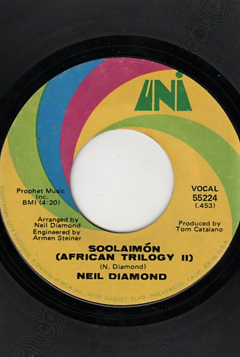 Neil Diamond - Soolaimón (African Trilogy II) (7", Single) (Very Good Plus (VG+)) - Image 3