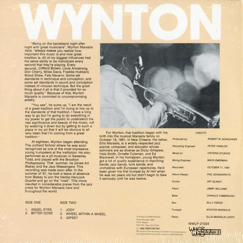 Wynton Marsalis - Wynton (LP, Album) (Mint (M)) - Image 2