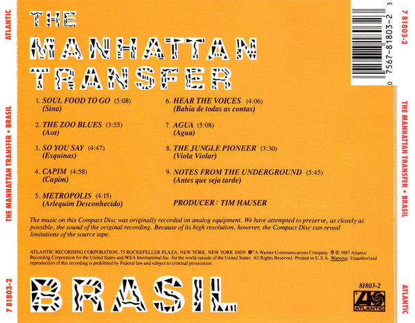 The Manhattan Transfer - Brasil (CD, Album) (Near Mint (NM or M-)) - Image 2