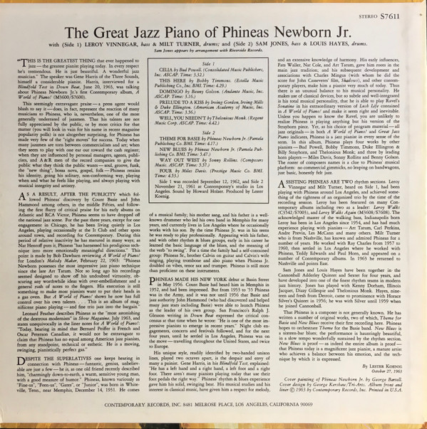 Phineas Newborn Jr. - The Great Jazz Piano Of Phineas Newborn Jr. (LP, Album) (Very Good Plus (VG+)) - Image 2