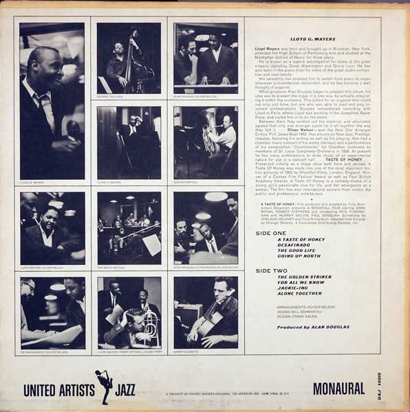 Lloyd G. Mayers* With The Oliver Nelson Orchestra* - A Taste Of Honey (LP, Album, Mono) (Very Good Plus (VG+)) - Image 2