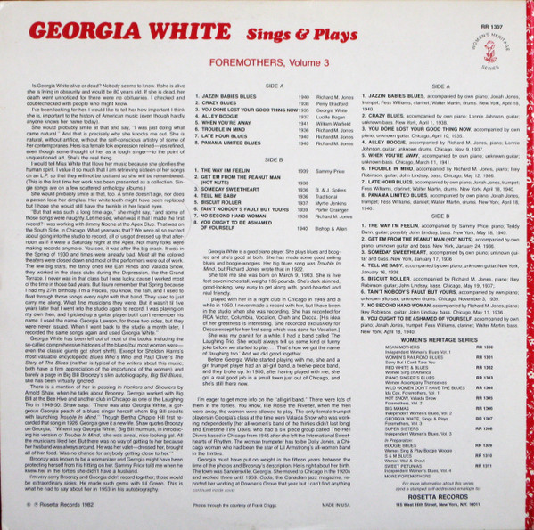 Georgia White - Georgia White Sings & Plays The Blues (LP, Comp) (Very Good Plus (VG+)) - Image 4