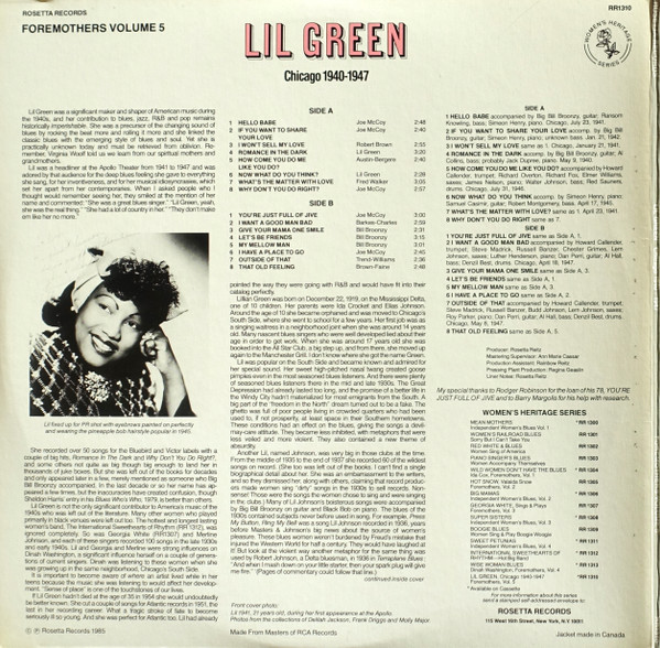 Lil Green - Chicago 1940-1947 (LP, Comp) (Very Good Plus (VG+)) - Image 4