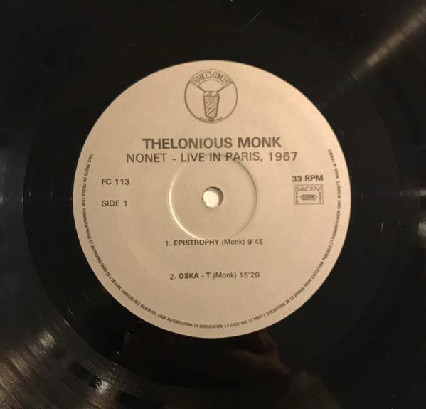 Thelonious Monk - Nonet, Live In Paris, 1967 (LP, Album) (Near Mint (NM or M-)) - Image 3