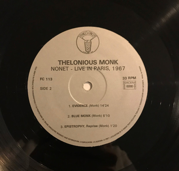 Thelonious Monk - Nonet, Live In Paris, 1967 (LP, Album) (Near Mint (NM or M-)) - Image 4