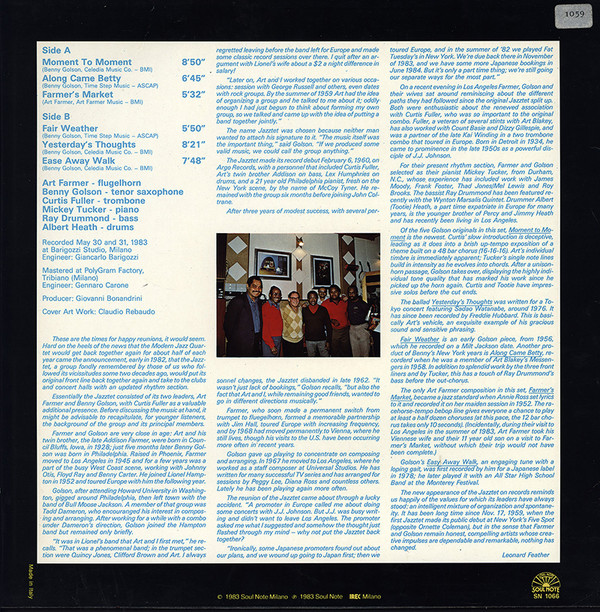 The Jazztet - Moment To Moment (LP, Album) (Near Mint (NM or M-)) - Image 2