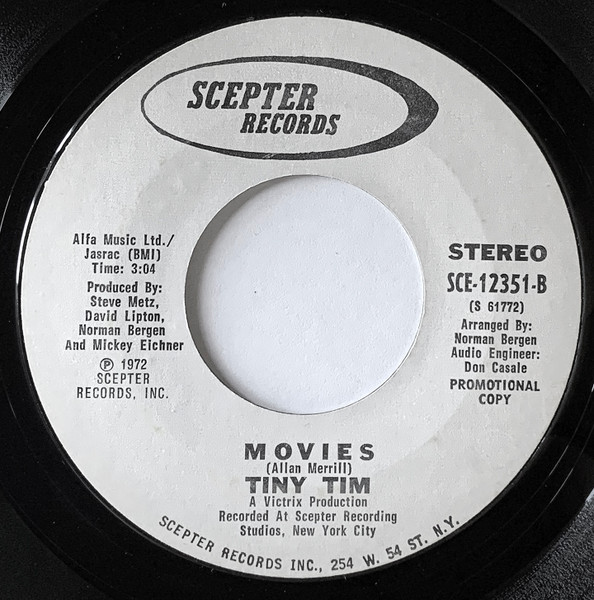 Tiny Tim - Am I Just Another Pretty Face / Movies (7", Single, Promo) (Near Mint (NM or M-)) - Image 2