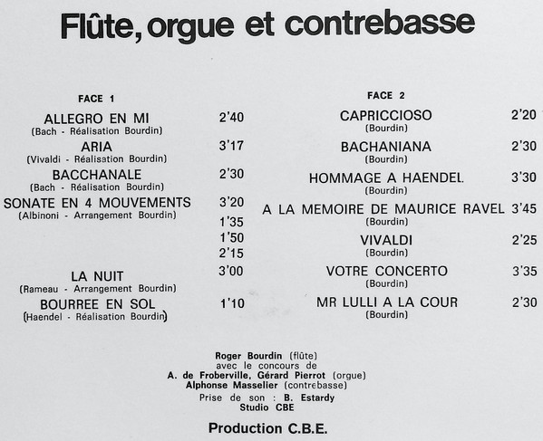 Roger Bourdin - Flûte, Orgue Et Contrebasse (LP, Album) (Very Good Plus (VG+)) - Image 5