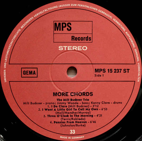 Milt Buckner - More Chords (LP, Album, Gat) (Near Mint (NM or M-)) - Image 4