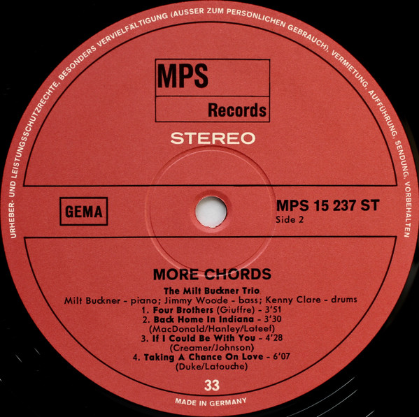 Milt Buckner - More Chords (LP, Album, Gat) (Near Mint (NM or M-)) - Image 5