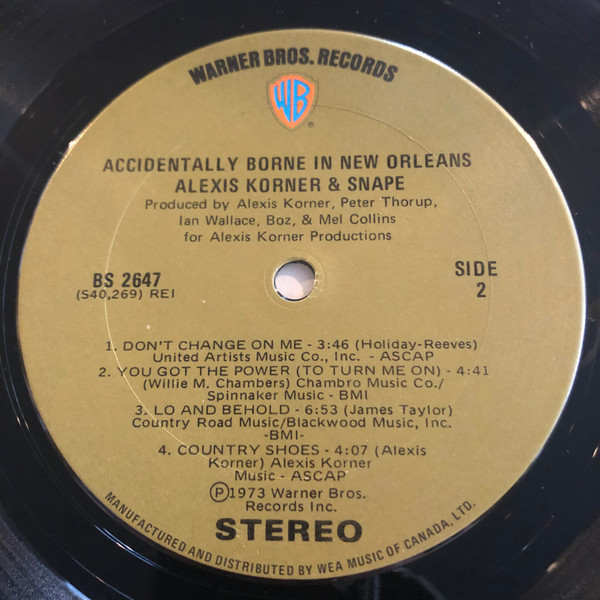 Alexis Korner & Snape - Accidentally Borne In New Orleans (LP, Album) (Very Good Plus (VG+)) - Image 4