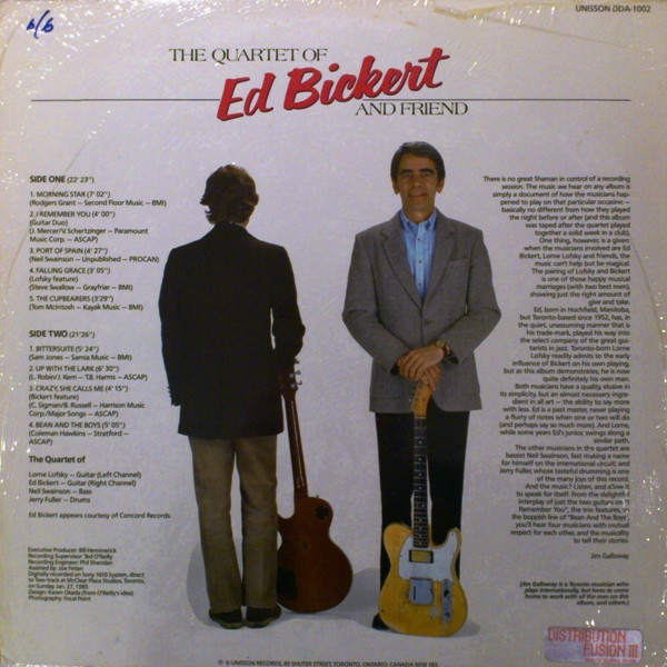 Lorne Lofsky And Ed Bickert - The Quartet Of Lorne Lofsky & Ed Bickert And Friends (LP, Album) (Very Good Plus (VG+)) - Image 2