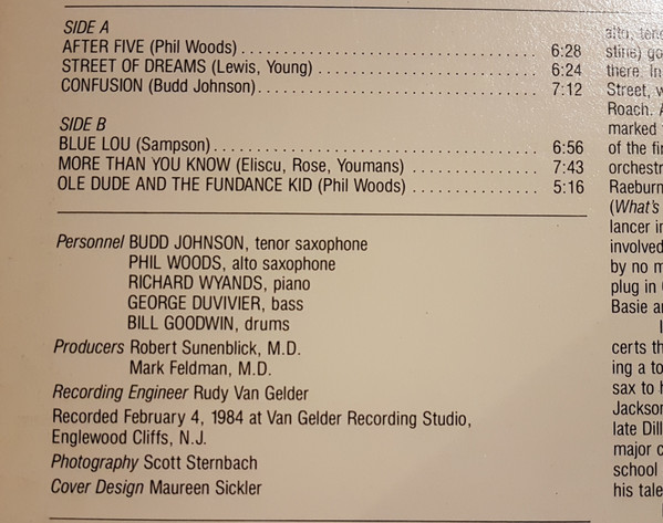 Budd Johnson / Phil Woods - The Ole Dude & The Fundance Kid (LP, Album) (Very Good Plus (VG+)) - Image 4