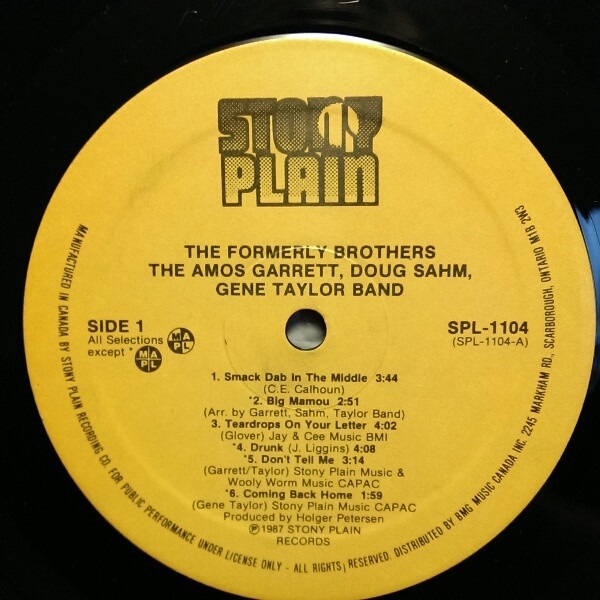 The Amos Garrett, Doug Sahm, Gene Taylor Band - The Return Of The Formerly Brothers (LP, Album) (Very Good Plus (VG+)) - Image 3