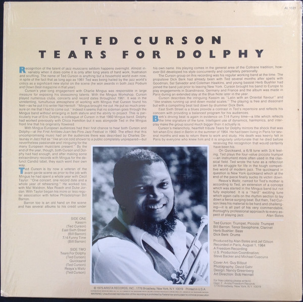 Ted Curson - Tears For Dolphy (LP, Album, RE) (Very Good Plus (VG+)) - Image 2