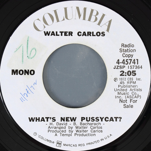Walter Carlos - What's New Pussycat? (7", M/Print, Promo, Styrene) (Near Mint (NM or M-))