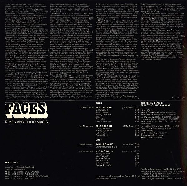 Clarke-Boland Big Band - Faces (17 Men And Their Music) (LP, Album) (Near Mint (NM or M-)) - Image 3