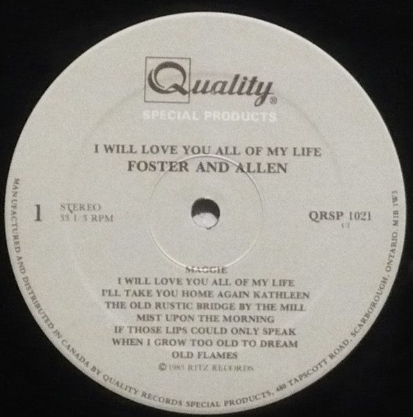 Foster & Allen - I Will Love You All Of My Life (LP, Album) (Mint (M)) - Image 2