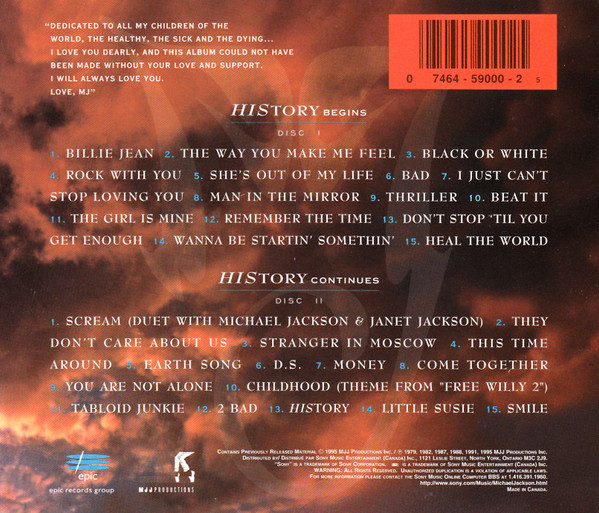 Michael Jackson - HIStory - Past, Present And Future - Book I (2xCD, Album, Comp) (Very Good Plus (VG+)) - Image 2