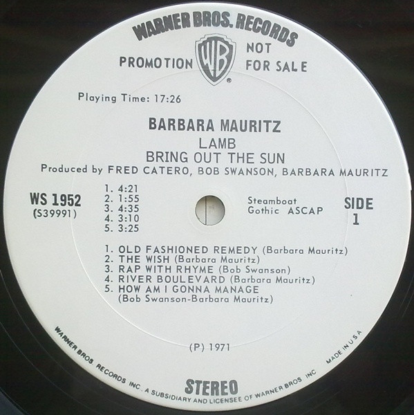 Barbara Mauritz - Lamb (6) - Bring Out The Sun (LP, Album, Promo) (Near Mint (NM or M-)) - Image 3