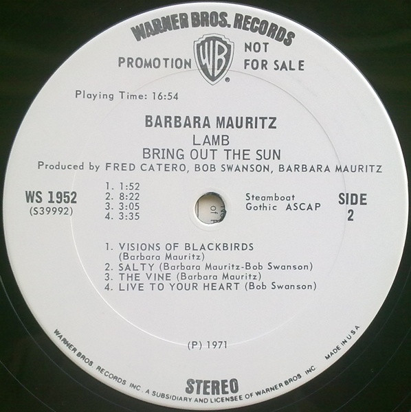 Barbara Mauritz - Lamb (6) - Bring Out The Sun (LP, Album, Promo) (Near Mint (NM or M-)) - Image 4