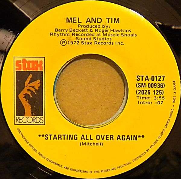 Mel & Tim - Starting All Over Again / It Hurts To Want It So Bad (7", Single) (Near Mint (NM or M-))