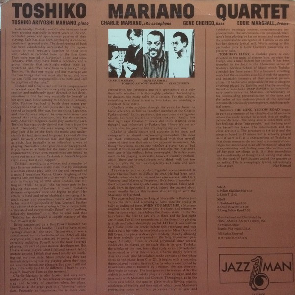 Toshiko Mariano Quartet - Toshiko Mariano Quartet (LP, Album, RE) (Mint (M)) - Image 2