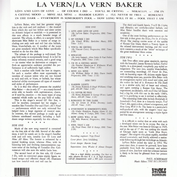 LaVern Baker - La Vern (LP, Album, RE) (Mint (M)) - Image 2