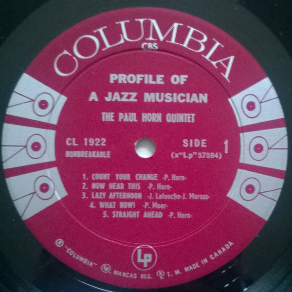 The Paul Horn Quintet - Profile Of A Jazz Musician (LP, Album, Mono) (Very Good Plus (VG+)) - Image 3