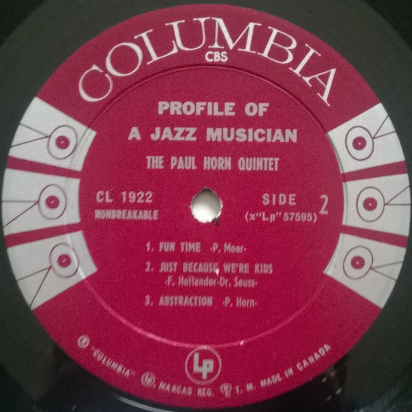 The Paul Horn Quintet - Profile Of A Jazz Musician (LP, Album, Mono) (Very Good Plus (VG+)) - Image 4