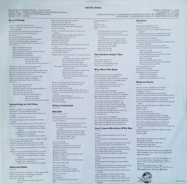 Daryl Hall - Sacred Songs (LP, Album) (Mint (M)) - Image 5