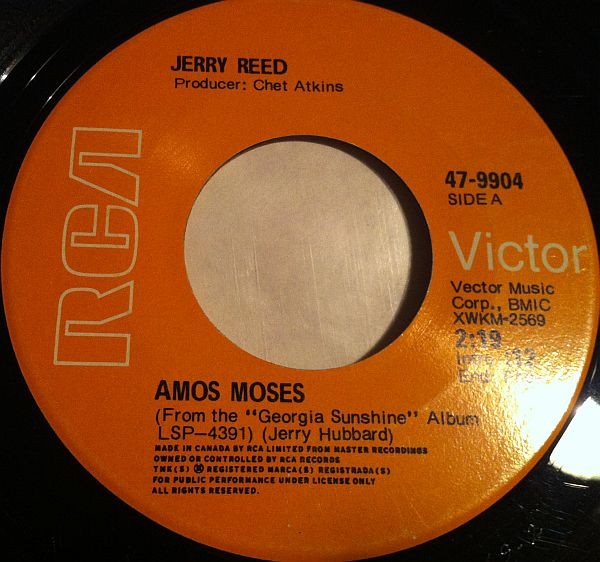 Jerry Reed - Amos Moses / The Preacher And The Bear (7", Single) (Near Mint (NM or M-))