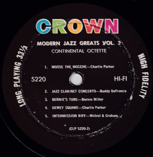 The Continental Jazz Octette - Modern Jazz Greats Vol. 2 (LP, Album, Mono) (Very Good (VG)) - Image 4