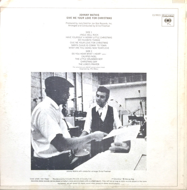 Johnny Mathis - Give Me Your Love For Christmas (LP, Album) (Mint (M)) - Image 2