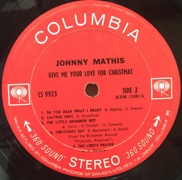 Johnny Mathis - Give Me Your Love For Christmas (LP, Album) (Mint (M)) - Image 4
