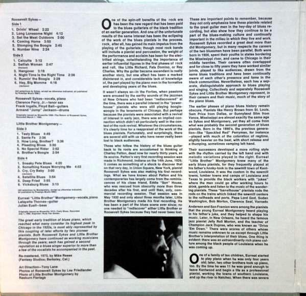 Roosevelt Sykes & Little Brother Montgomery - Urban Blues (2xLP, Comp, RM) (Very Good Plus (VG+)) - Image 4