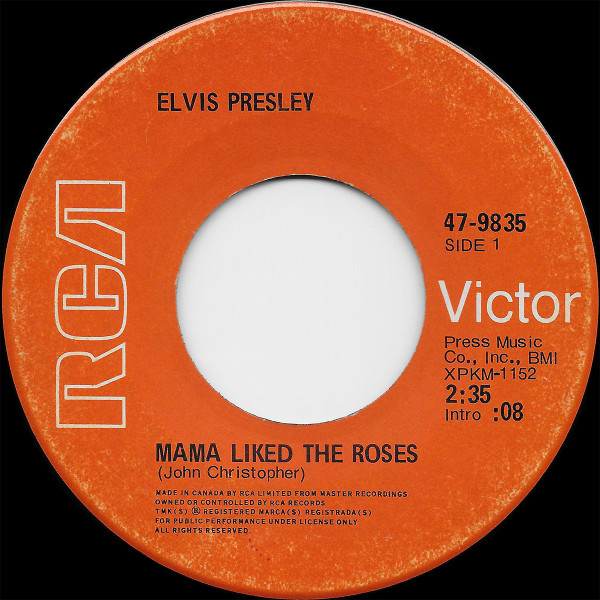 Elvis Presley - Mama Liked The Roses (7", Single) (Very Good Plus (VG+))