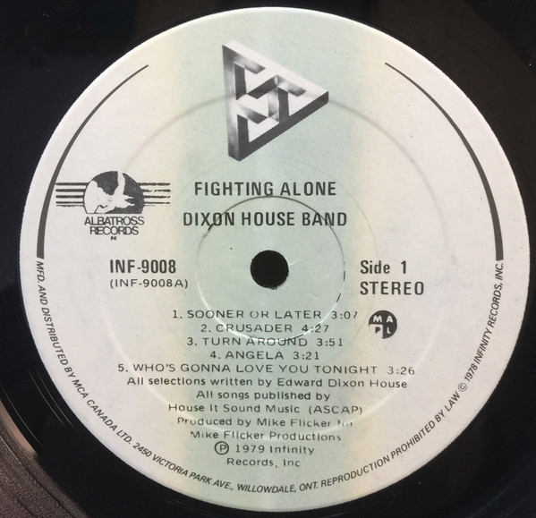 Dixon House Band - Fighting Alone (LP, Album) (Mint (M)) - Image 3