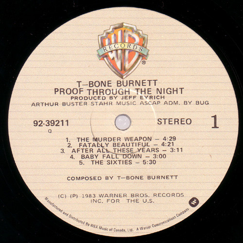 T-Bone Burnett - Proof Through The Night (LP, Album) (Very Good Plus (VG+)) - Image 5