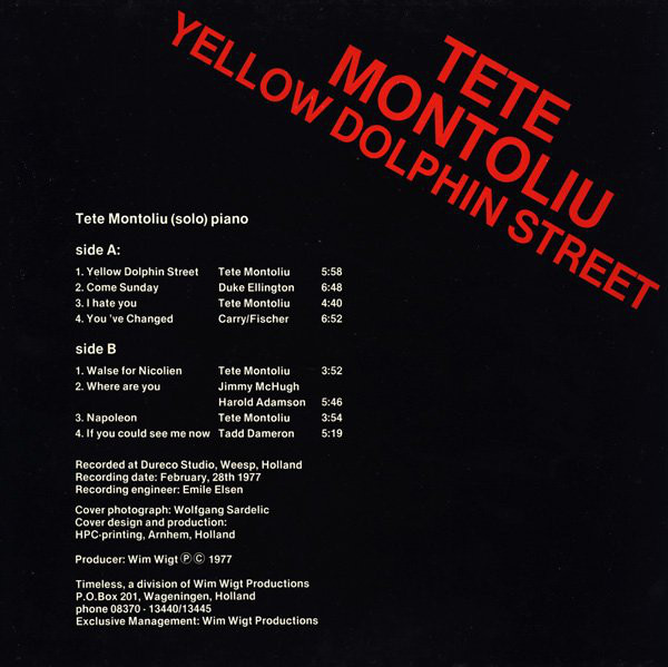 Tete Montoliu - Yellow Dolphin Street (LP, Album) (Near Mint (NM or M-)) - Image 2
