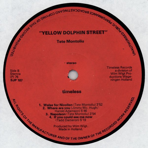 Tete Montoliu - Yellow Dolphin Street (LP, Album) (Near Mint (NM or M-)) - Image 4