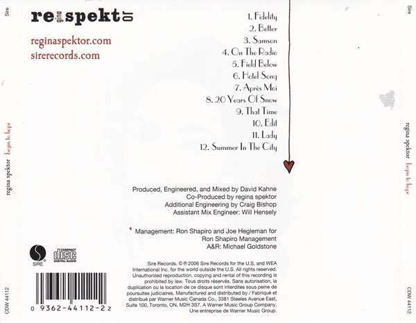 Regina Spektor - Begin To Hope (CD, Album) (Mint (M)) - Image 2