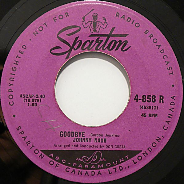 Johnny Nash - A Place In The Sun (7") (Very Good Plus (VG+)) - Image 2