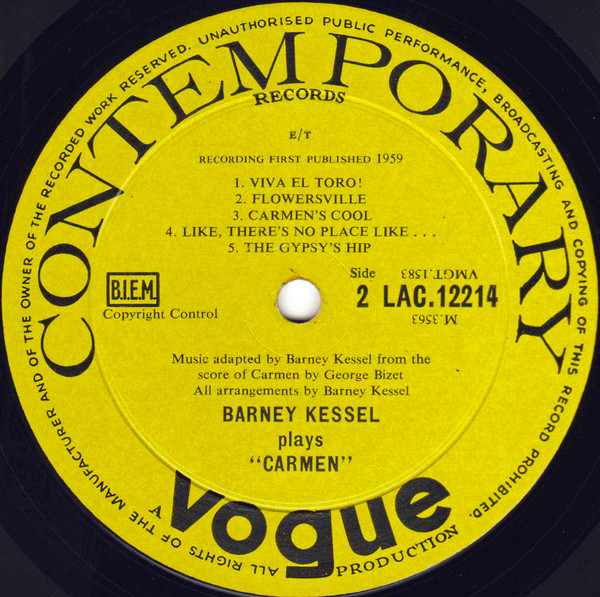 Barney Kessel - Barney Kessel Plays "Carmen" (LP, Mono) (Near Mint (NM or M-)) - Image 3