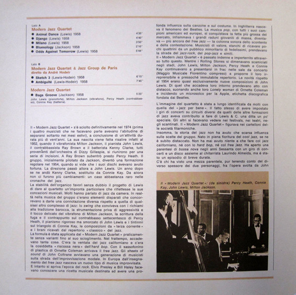 The Modern Jazz Quartet / John Lewis (2), Milt Jackson, Percy Heath, Connie Kay - I Giganti Del Jazz Vol. 5 (LP, Comp) (Near Mint (NM or M-)) - Image 2