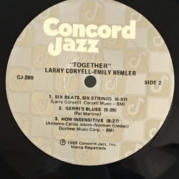Larry Coryell & Emily Remler - Together (LP, Album) (Near Mint (NM or M-)) - Image 4