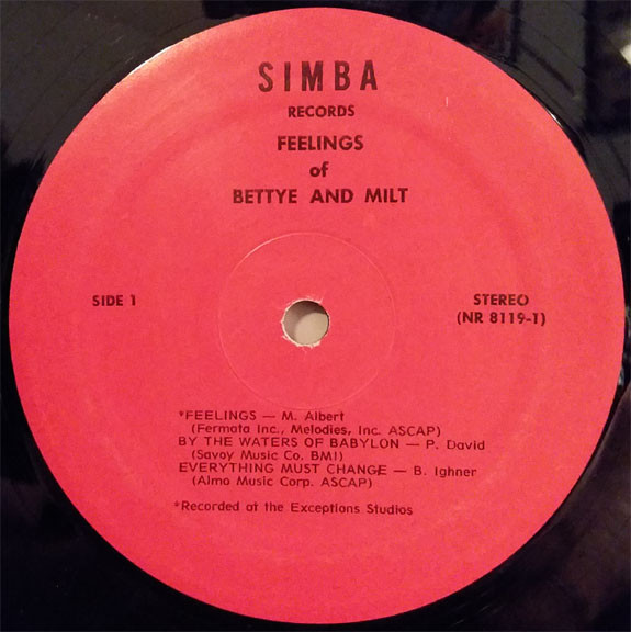 Bettye Miller & Milt Abel - Feelings Of Bettye And Milt (LP) (Very Good Plus (VG+)) - Image 3
