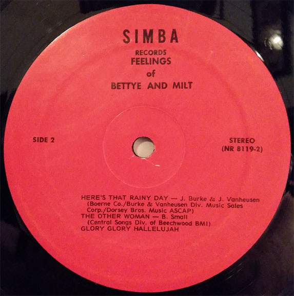 Bettye Miller & Milt Abel - Feelings Of Bettye And Milt (LP) (Very Good Plus (VG+)) - Image 4