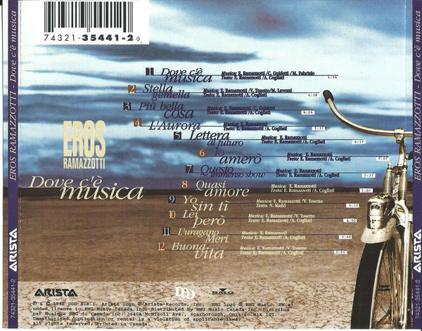 Eros Ramazzotti - Dove C'è Musica (CD, Album) (Near Mint (NM or M-)) - Image 2